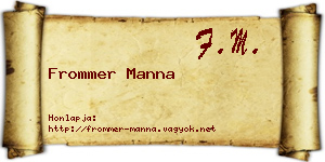 Frommer Manna névjegykártya